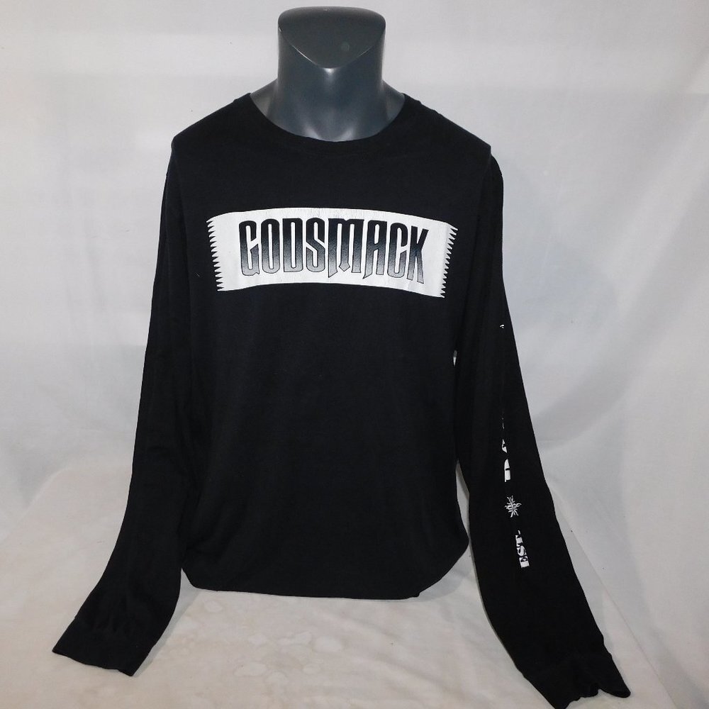 GODSMACK Boston 1995 Black White Long Sleeve Graph Print Shirt Mens 2XL